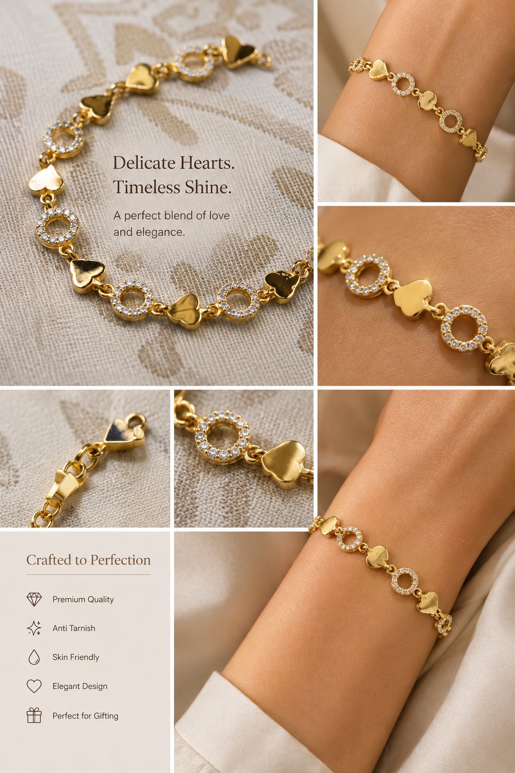 Eternal Hearts Gold Bracelet